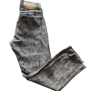 Pleasures Fingerprint Denim Pants All Over Print Rare Streetwear Black Purple